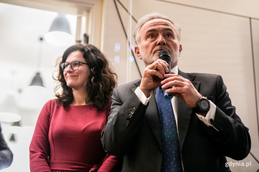 Podczas VIII Metropolitalnego Spotkania Noworocznego rozmawiano o najważniejszych wyzwaniach dla OMGGS / na zdjęciu Aleksandra Dulkiewicz, prezydent Gdańska i Wojciech Szczurek, prezydent Gdyni // fot. Karol Stańczak