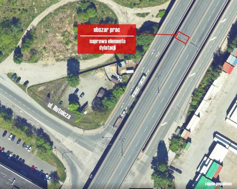 Estakada Kwiatkowskiego - naprawa elementu dylatacji 