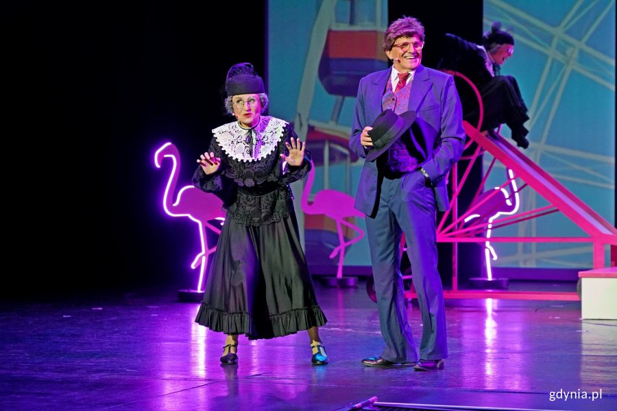 Alicja Piotrowska i Robert Rozmus podczas próby medialnej musicalu „Producenci”