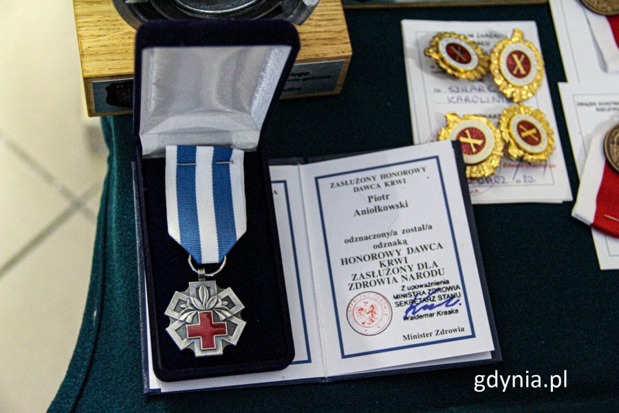 Medale dla strażaków z OSP Wiczlino (fot. Michał Sałata, gdynia.pl)