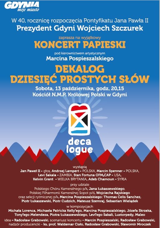 Dziesięć prostych słów - koncert papieski - harmonogram