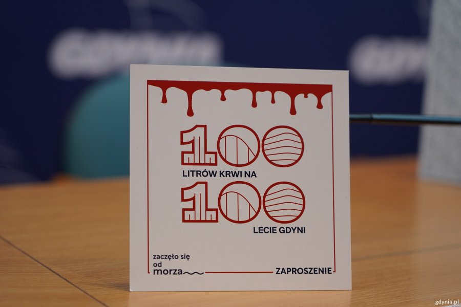 Zaproszenie &bdquo;100 litr&oacute;w krwi na 100-lecie Gdyni&rdquo;