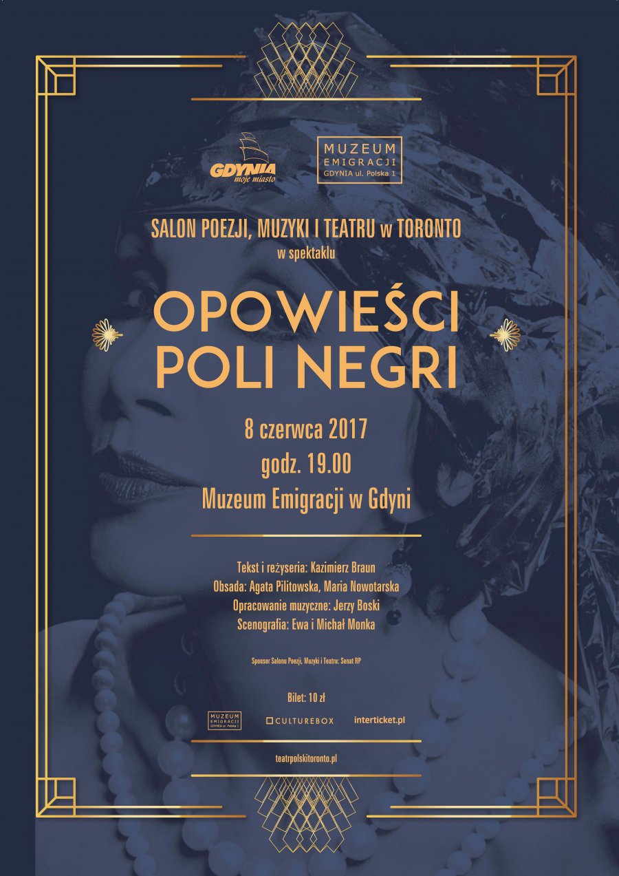 Plakat zapowiadający spektakl "Opowieści o Poli Negri"
