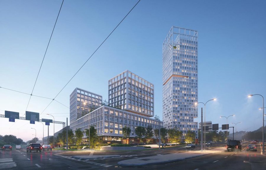 Zwycięska koncepcja kompleksu mieszkaniowo-usługowego przy ul. Kieleckiej, Grupa5 Architekci, mat. prasowe Allcon Osiedla
