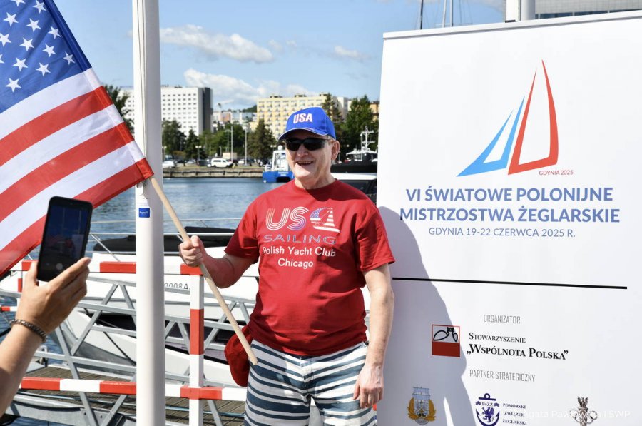 Zawodnik z flagą USA