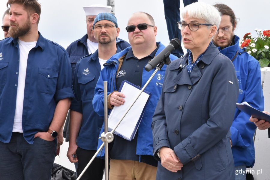 Podczas uroczystości głos zabrała przewodnicząca gdyńskiej Rady Miasta Joanna Zielińska // fot. Magdalena Czernek