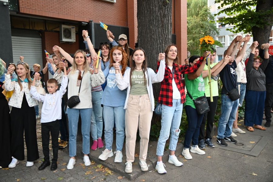  Obchody Święta Niepodległości Ukrainy w Gdańsku. Społeczności ukraińska podczas uroczystości. Fot. Zygmunt Gołąb 