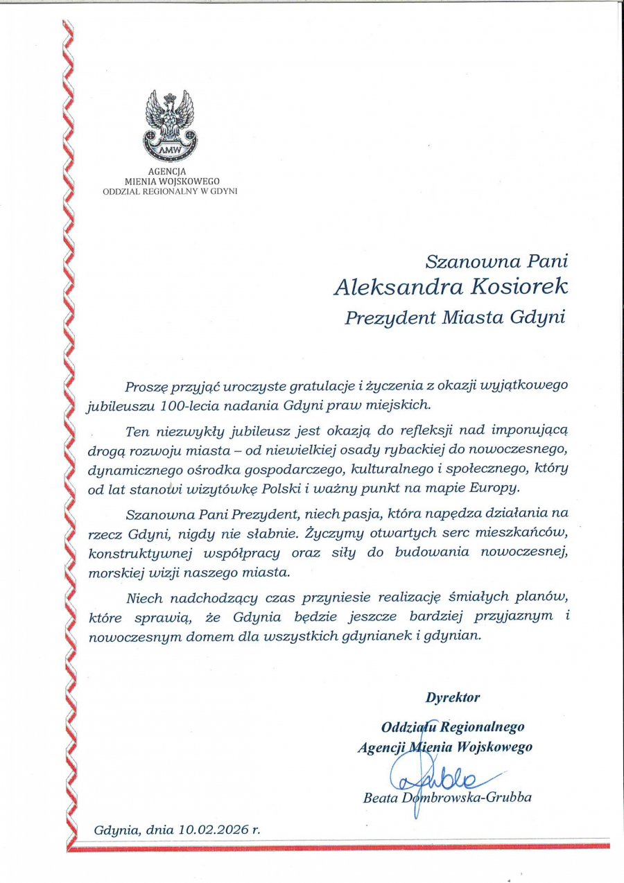  Kto złożył życzenia Gdyni?