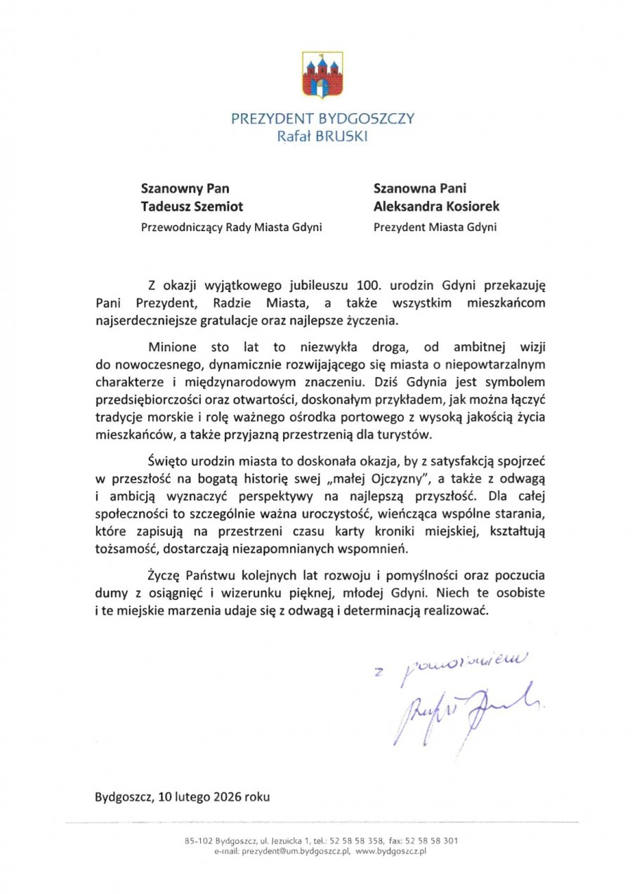  Kto złożył życzenia Gdyni?