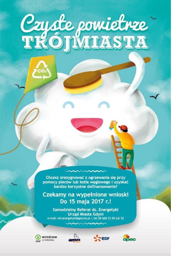 Plakat dotyczący konkursu "Czyste Powietrze Trójmiasta"