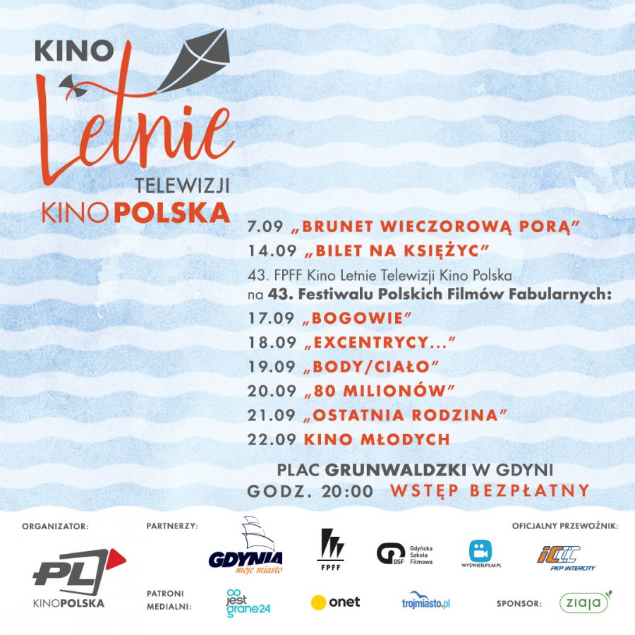 Program Kina Letniego Telewizji Kino Polska we wrześniu, na Placu Grunwaldzkim, mat. prasowe