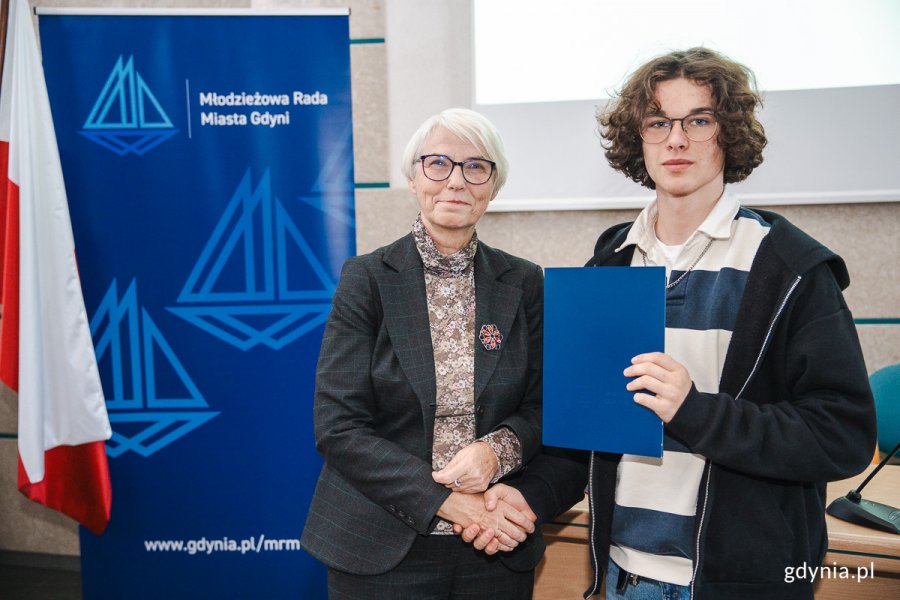 Kamil Brodowski i Przewodnicząca Rady Miasta Gdyni Joanna Zielińska / fot. Mateusz Dietrich 