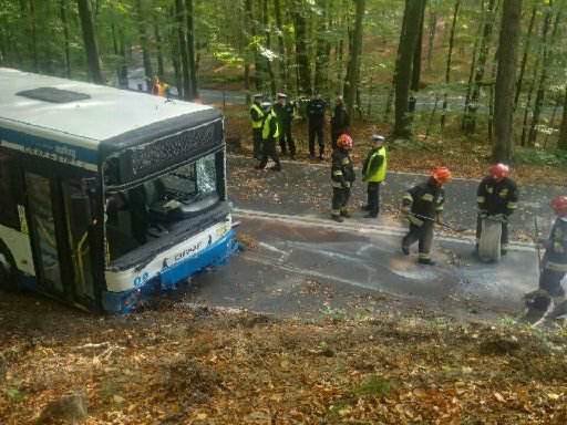 Wypadek na ul. Sopockiej - autobus został podniesiony przez służby