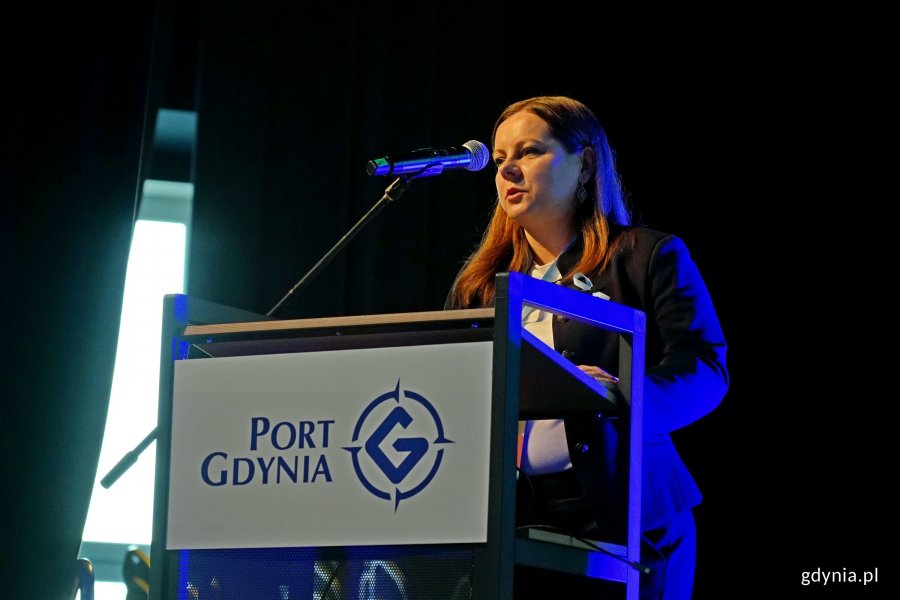 Prezydent Gdyni Aleksandra Kosiorek przemawiająca na spotkaniu Baltic Ports for Climate Conference 2025