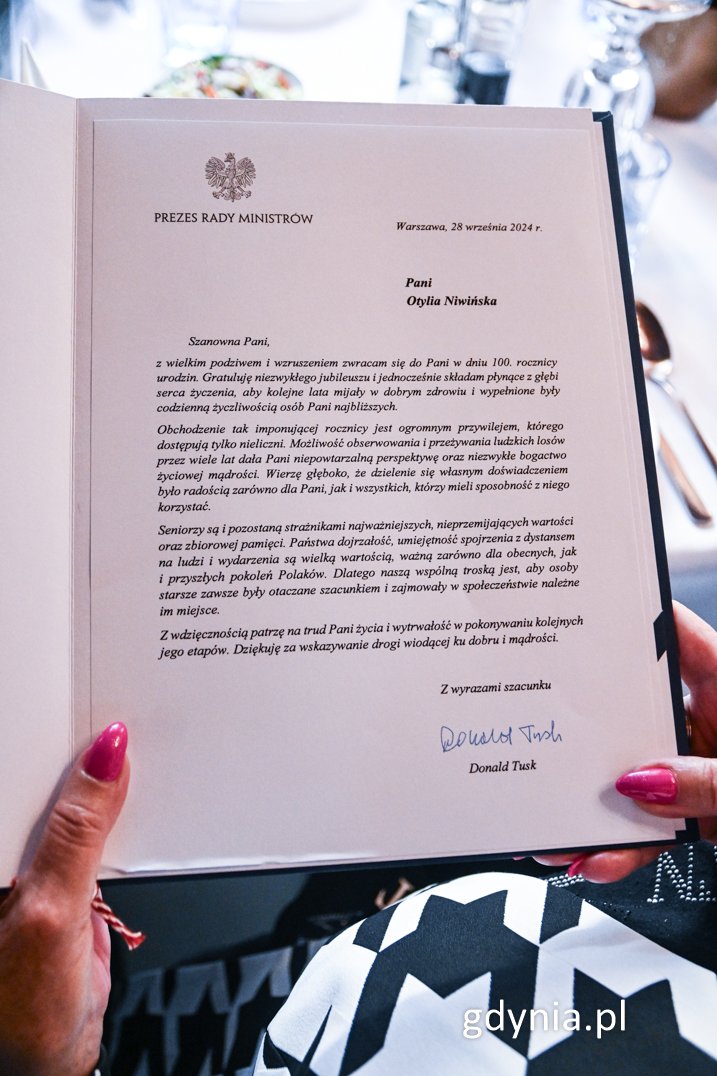 28 września 2024 roku Pani Otylia Niwińska, mieszkanka Gdyni, obchodziła swoje setne urodziny, fot. Michał Sałata