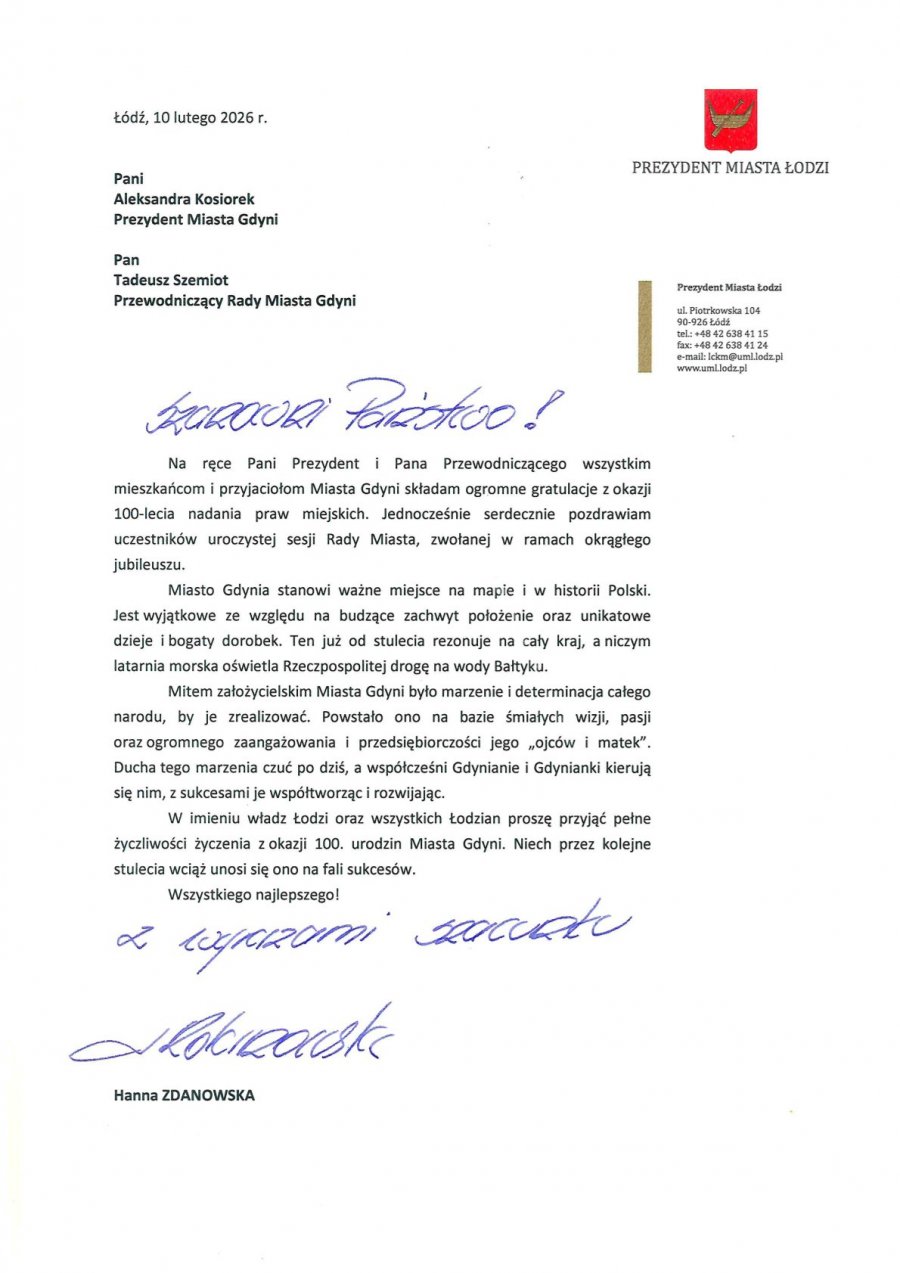  Kto złożył życzenia Gdyni?