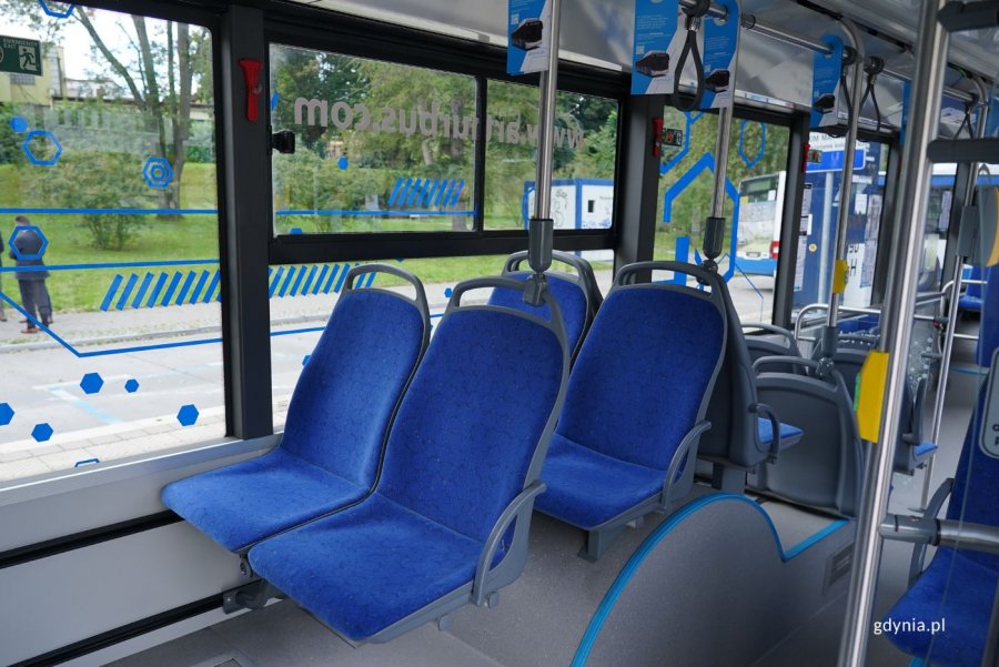 Wnętrze autobusu wodorowego (fot. Magdalena Starnawska)