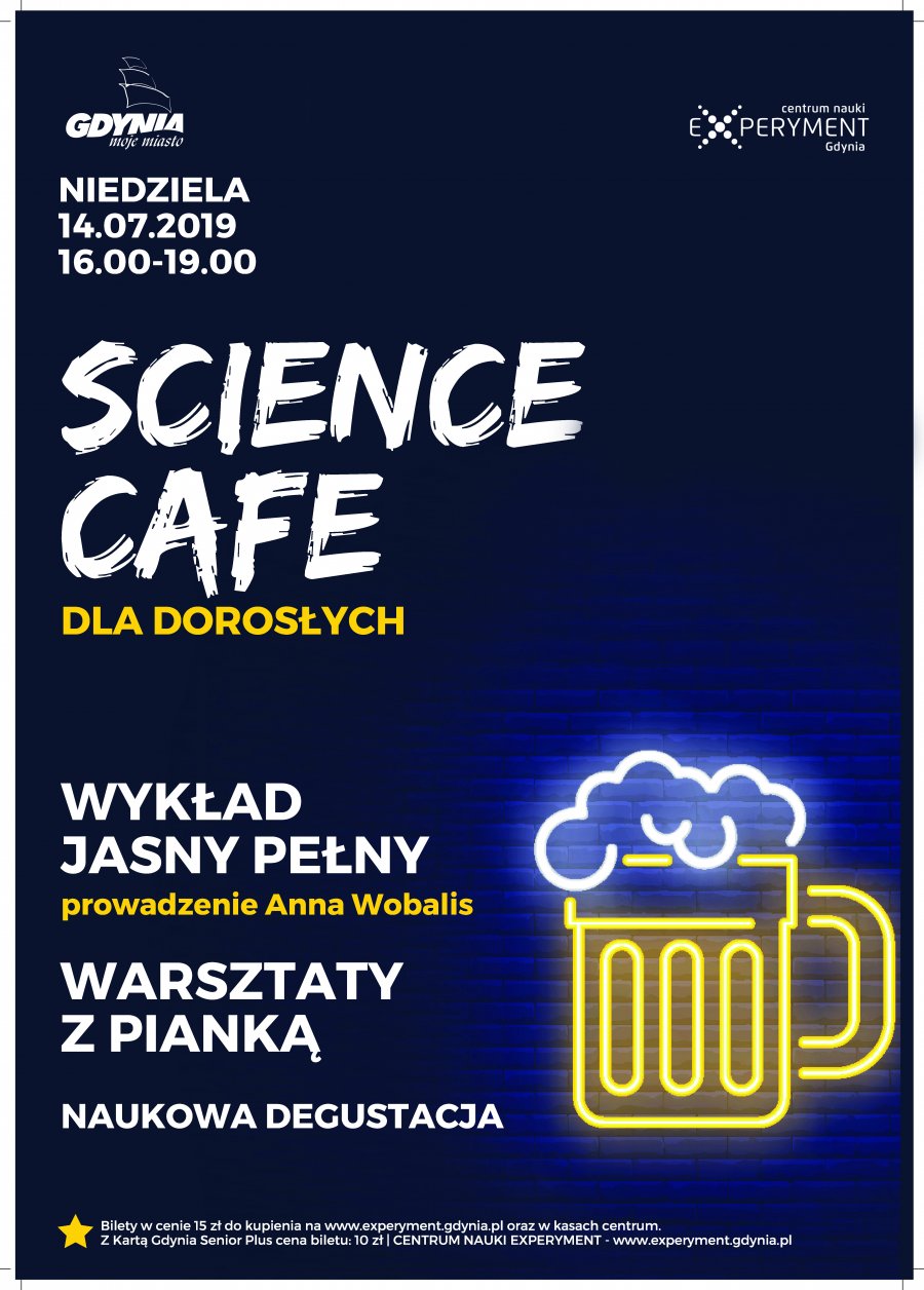 Plakat Science Cafe - Wykład jasny pełny