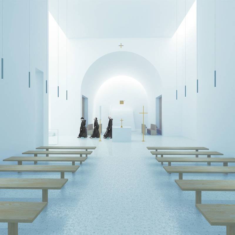 Wizualizacja projektu klasztoru w miejscu torpedowni przy plaży na Babich Dołach // materiały Politechniki Wrocławskiej