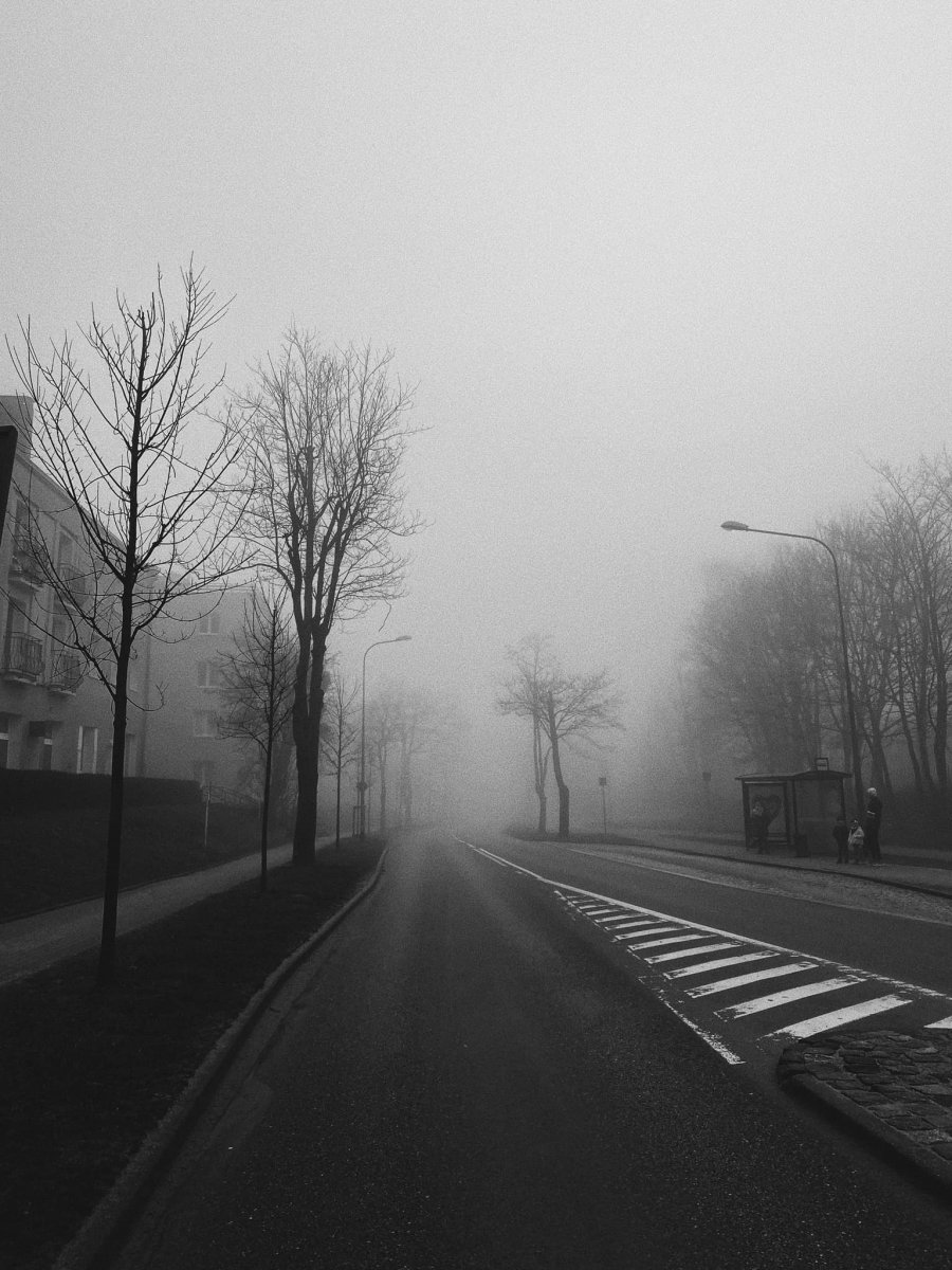 Puste ulice w mieście i tajemnicza mgła. // fot. Monika Rucińska