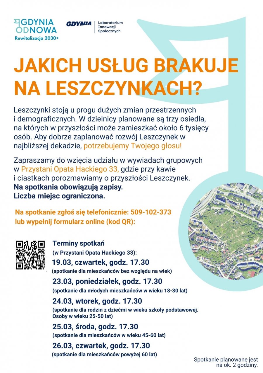 Plakat promujący badania fokusowe na Leszczynkach