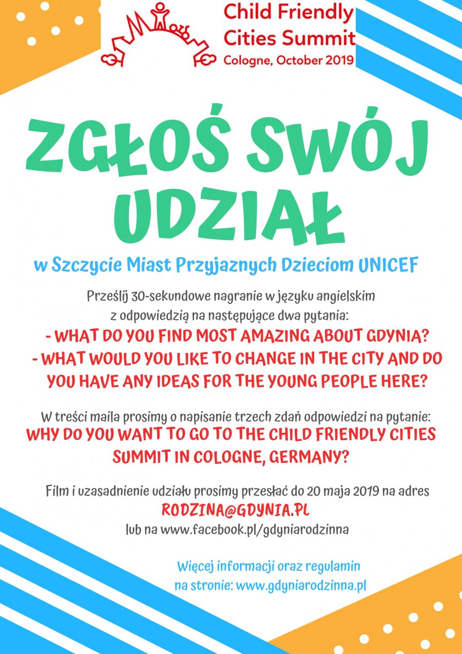 Wyjedź na Szczyt Miast Przyjaznych Dzieciom UNICEF // mat.prasowe