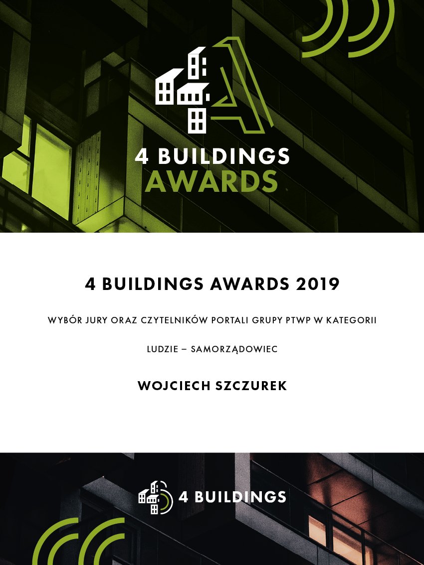 Wojciech Szczurek z nagrodą 4Buildings Awards 2019 // mat. prasowe