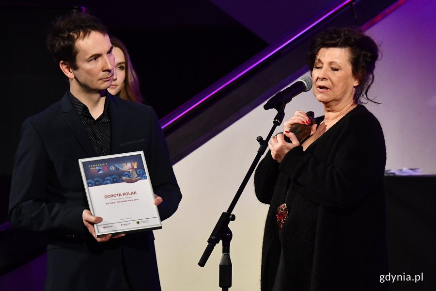 Gala finałowa Pomorskie Sztormy. Na zdjęciu Szymon Jachimek i Dorota Kolak// fot. Michał Puszczewicz