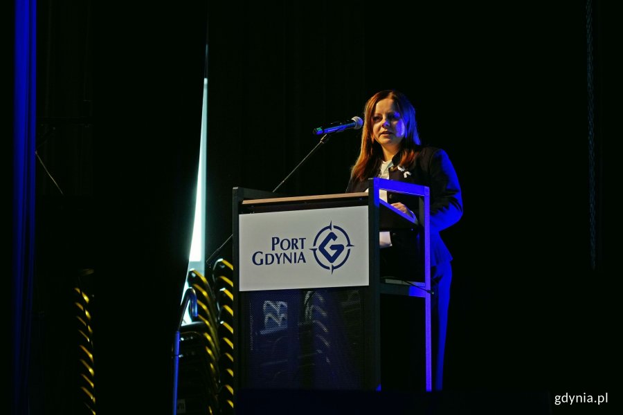 Prezydent Gdyni Aleksandra Kosiorek przemawiająca na spotkaniu Baltic Ports for Climate Conference 2025 