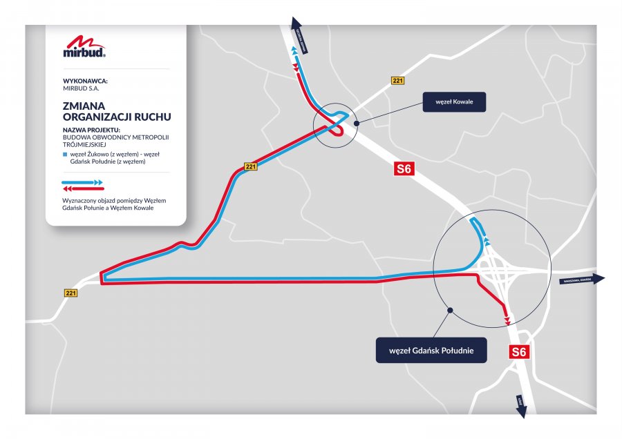 Zmiany w organizacji ruchu na S6 w rejonie węzła Gdańsk Południe 