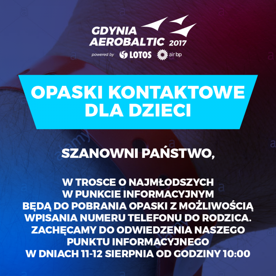 Opaski kontaktowe dla dzieci podczas gdynia AeroBaltic
