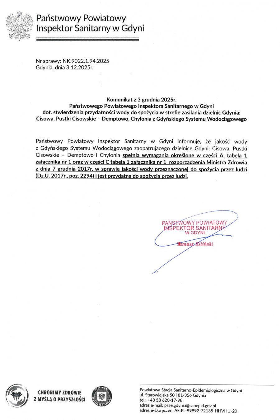 Komunikat z dnia 03.12.2025, wydany przez Państwowego Powiatowego Inspektora Sanitarnego w Gdyni (cz. 2)