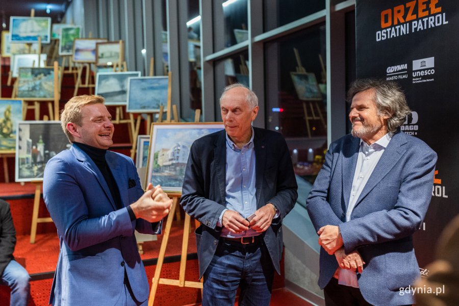 Na zdj. (od prawe): Jacek Bławut, Leszek Kopeć i Rafał Zawierucha w Gdyńskim Centrum Filmowym