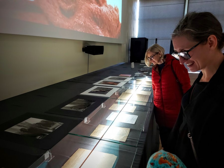 Na zdj. Gabriela Huk na wystawie Magdaleny Abakanowicz w galerii „ART 39” , fot. Ewa Manuszewska