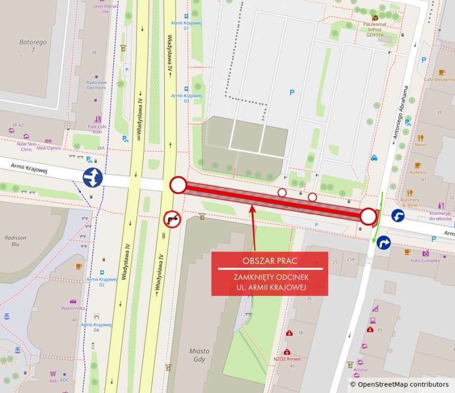 Grafika ilustrująca zmiany w ruchu na ulicy Armii Krajowej, opisane w artykule.