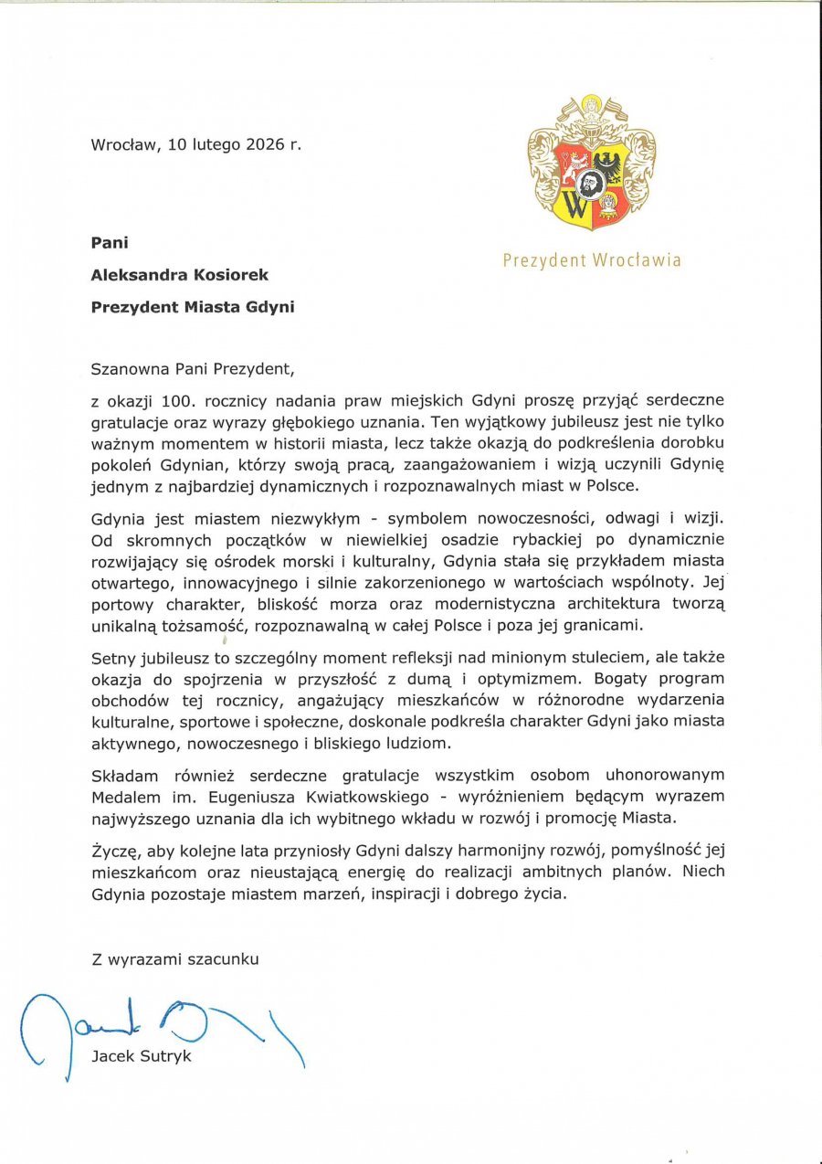  Kto złożył życzenia Gdyni?