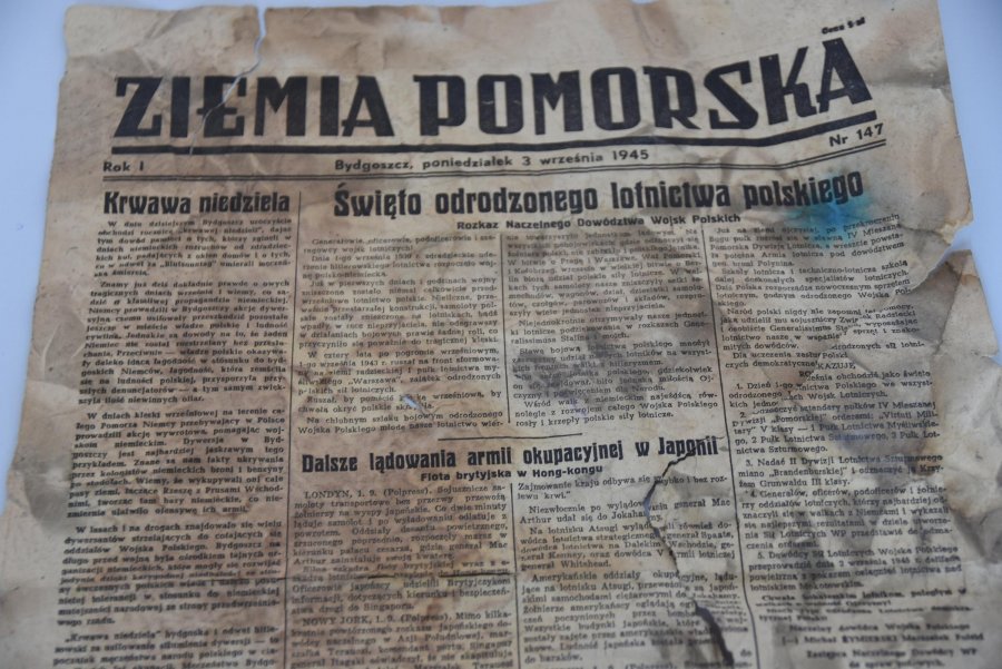 "Ziemia Pomorska", wydanie z 1945 roku, fot. Michał Kowalski 