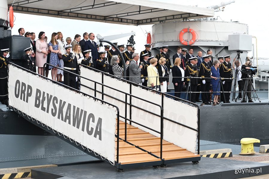Uroczystości na pokładzie ORP „Błyskawica". Fot Michał Puszczewicz