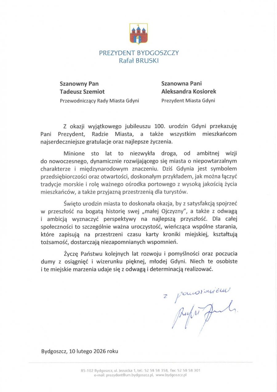  Kto złożył życzenia Gdyni?