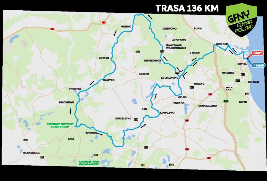 GFNY mapa, trasa 136 km, fot. materiały prasowe