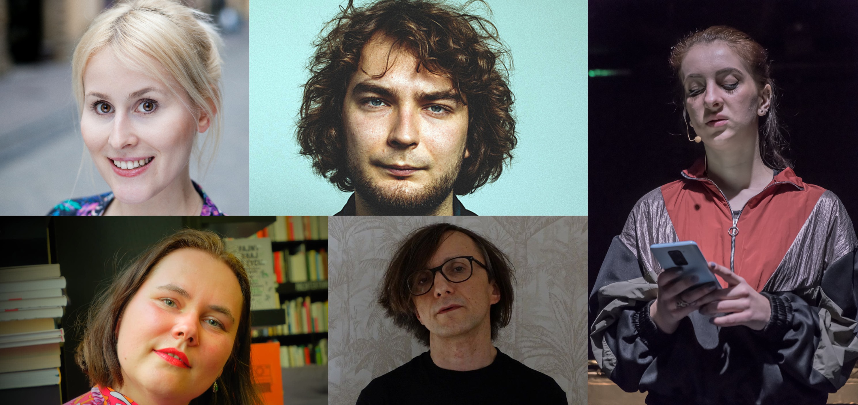 Na zdj. nominowani w kategorii „Poezja”:Cezary Domarus, Ewa Jarocka, Radosław Jurczak, Justyna Kulikowska, Natalia Malek.