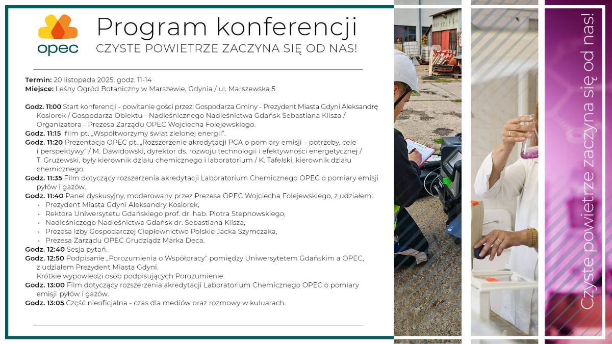 Program konferencji w formie czarnych napisów na białym tle o treści tożsamej z treścią artykułu