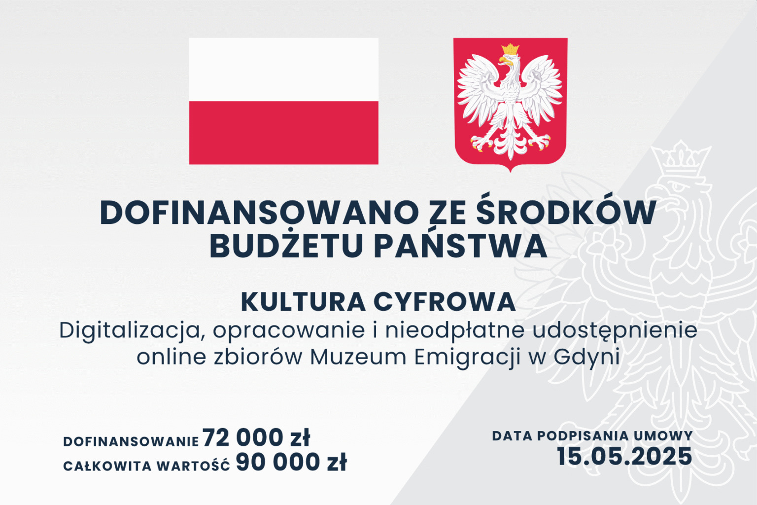 Tablica z informacją o dofinansowaniu opisanego projektu ze środk&oacute;w budżetu państwa 