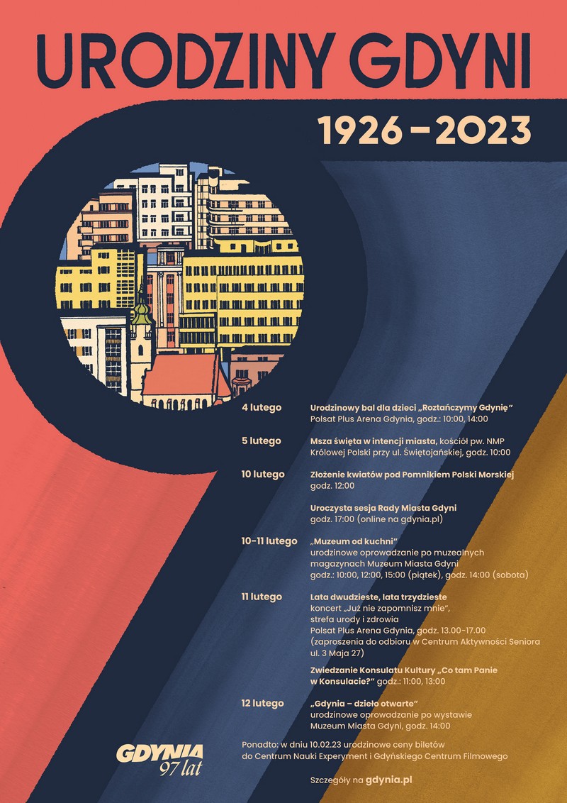 Plakat promujący obchody 97. urodzin Gdyni // materiały prasowe