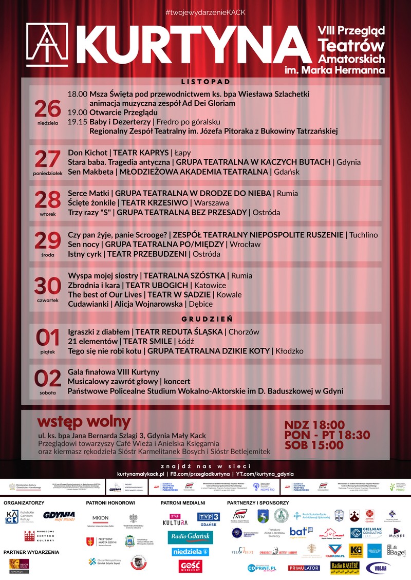 Plakat z programem 8. edycji &bdquo;Kurtyny&rdquo; // materiały prasowe