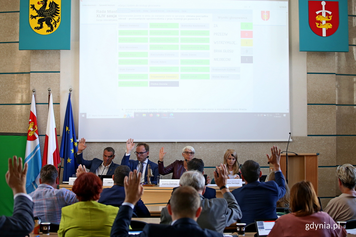 Jedno z głosowań na sierpniowej sesji radnych, fot. Przemysław Kozłowski / archiwalne