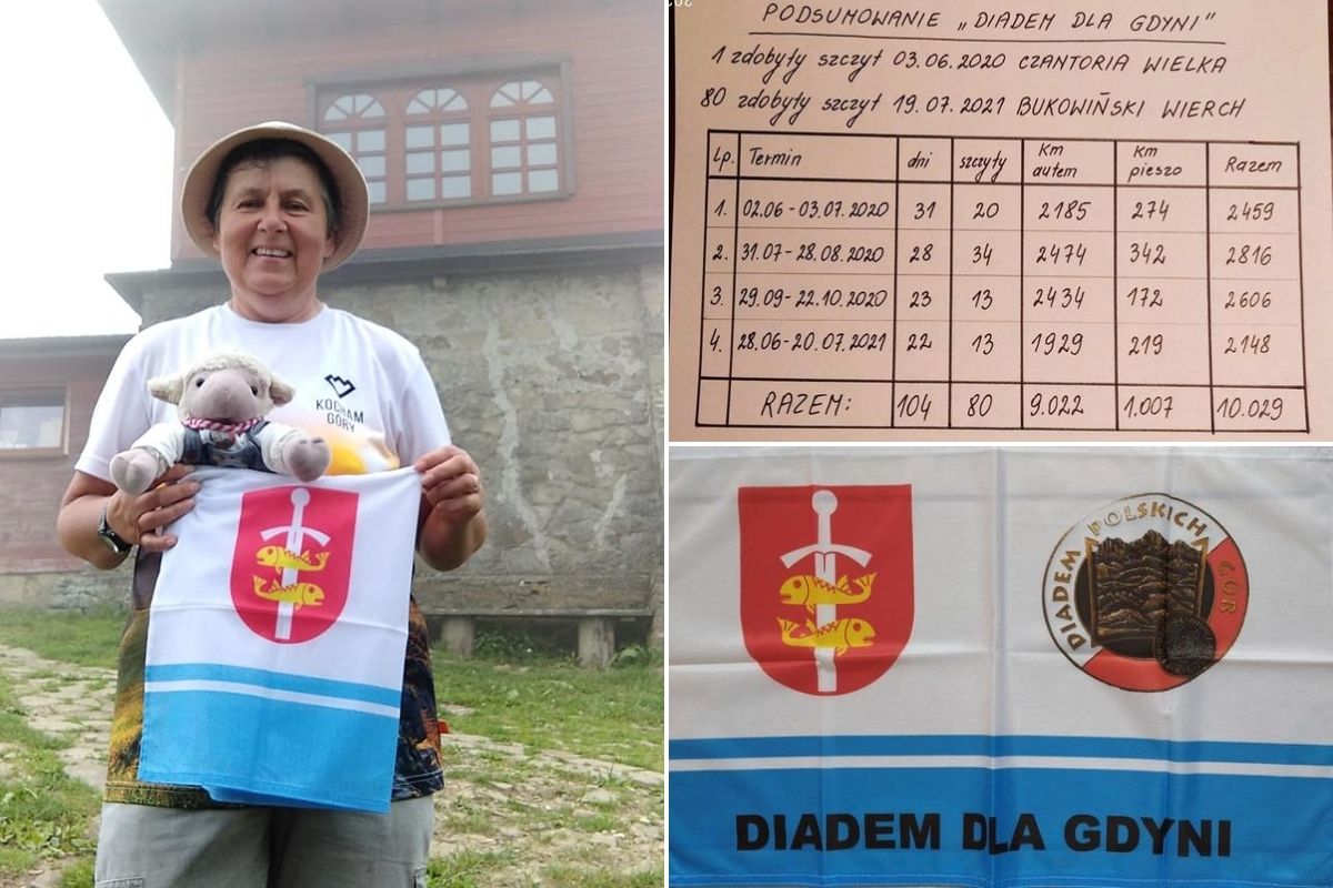 Pani Janina Wielgoszyńska na dw&oacute;ch szczytach. // fot. archiwum prywatne Janiny Wielgoszyńskiej