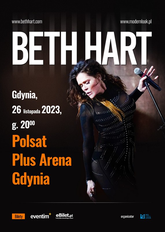 Plakat: Beth Hart, Gdynia 26 listopada 2023, g. 20.00, Polsat Plus Arena Gdynia