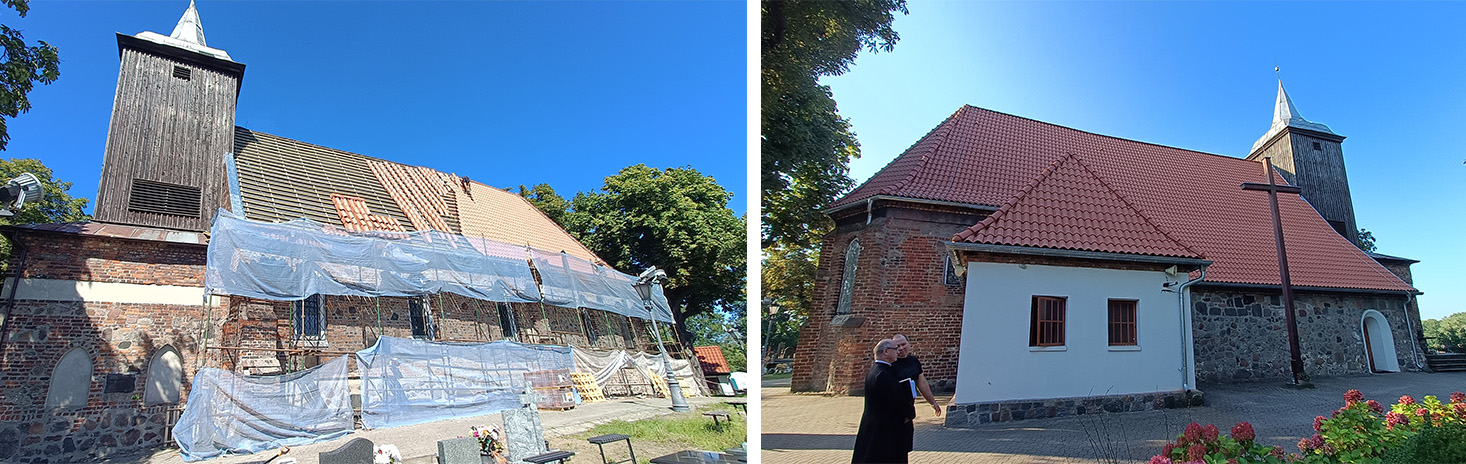 Kościół w trakcie i po wykonanych pracach