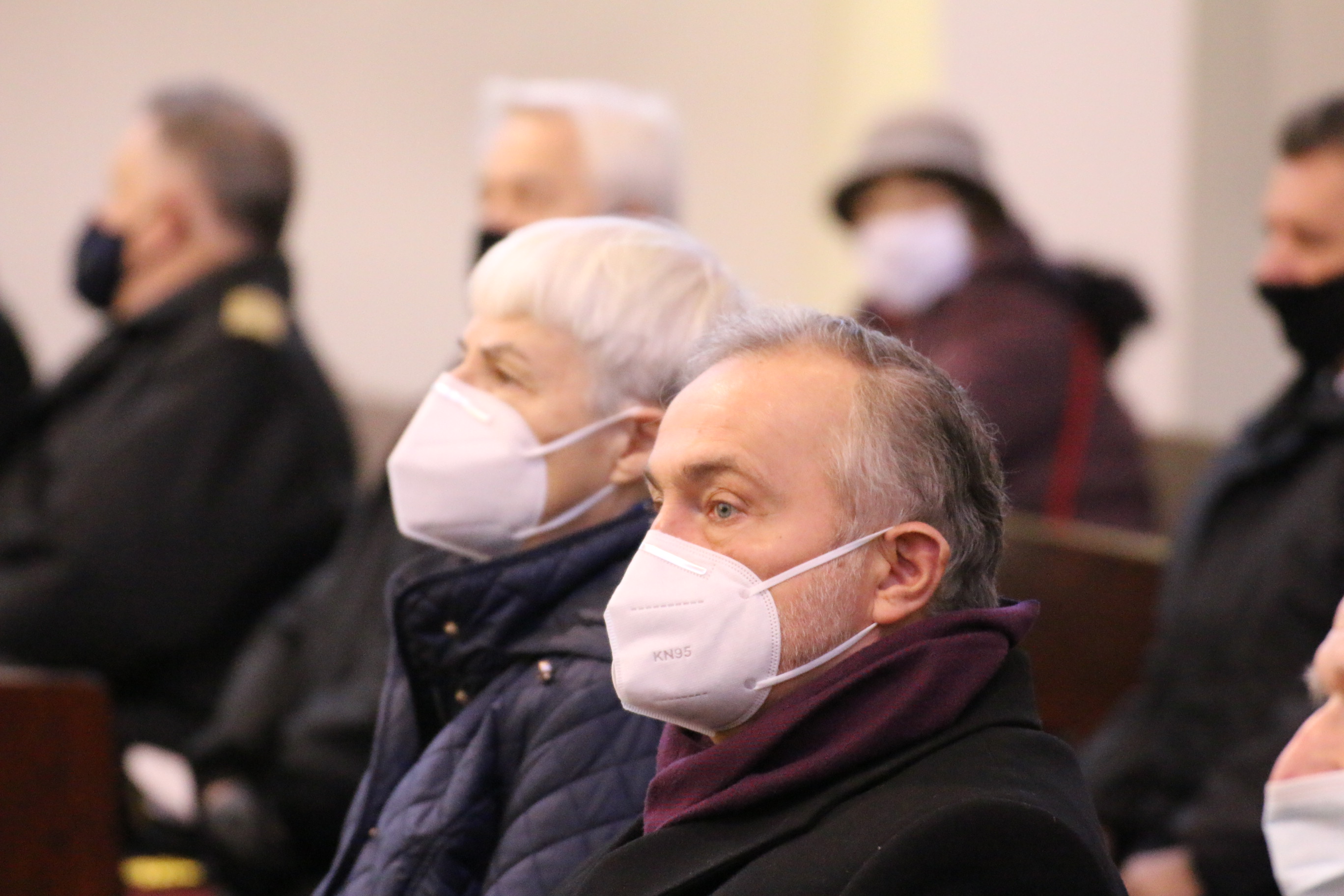 Prezydent Wojciech Szczurek i Joanna Zielińska - przewodnicząca Rady Miasta Gdyni podczas uroczystej mszy świętej z okazji stulecia Uniwersytetu Morskiego // fot. Martyna Kidoń-Olejarz